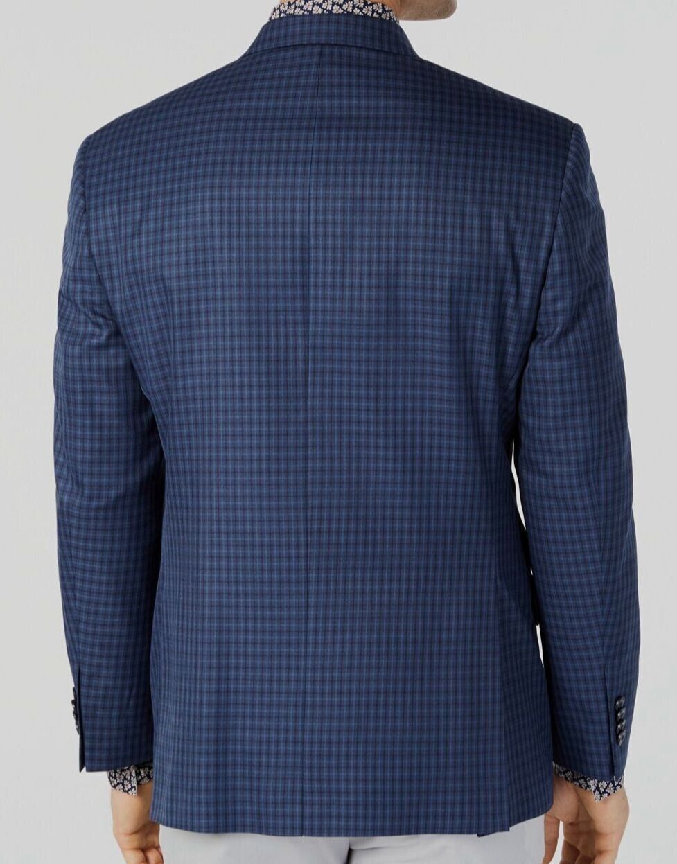 Michael Kors Mens ClassicFit Navy Plaid Check Sport Coat Size 44 Reg MSRP $295