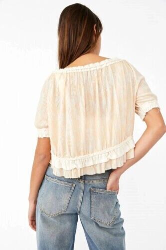 Free People Women's Perfect Day Gathered Top, Size XS Pink MSRP $88