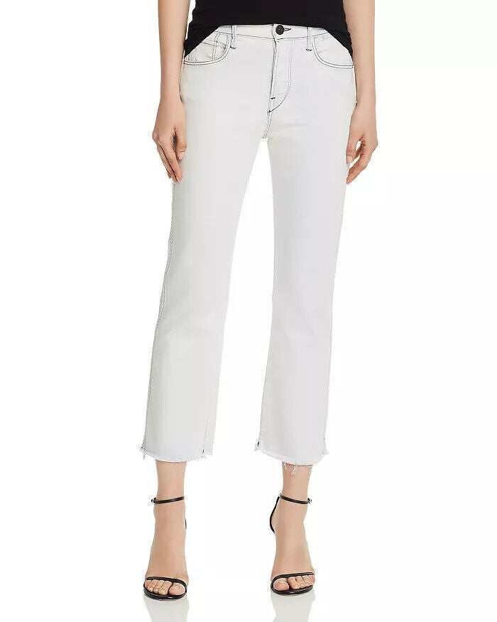 3x1 Austin High Rise Straight Crop Jeans Size 24 Raw Hem Light Blue MSRP $245