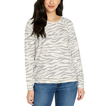 Buffalo Women's Top Size S Printed Cozy Top White Animal Print Small