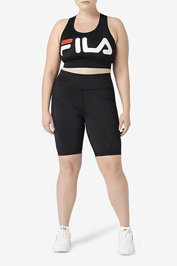 Fila Women's Plus Treasure Chest Graphic Sports Bra Black Size 3X