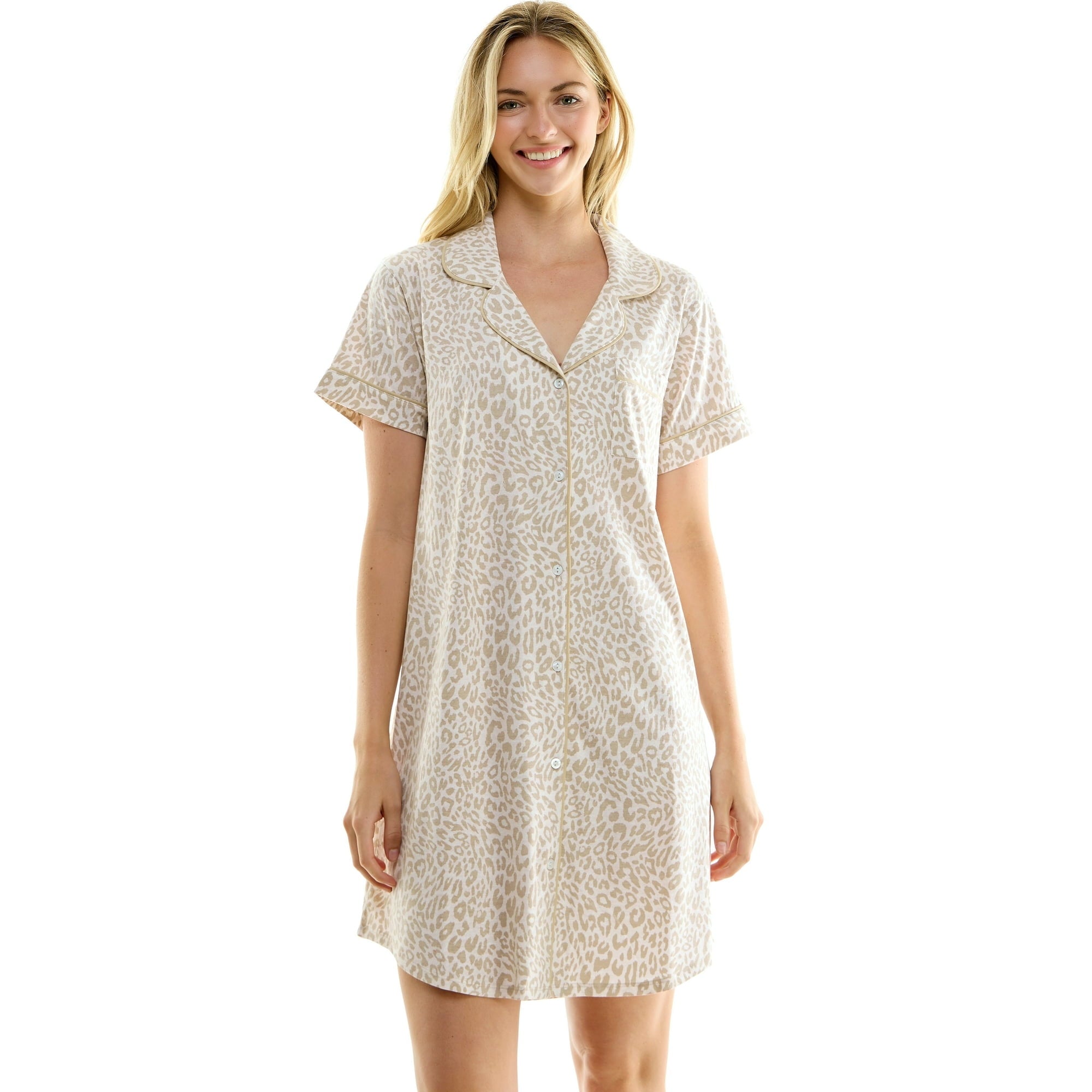 Jaclyn Woman's Short Sleeve Nightgown with Shirt Tail