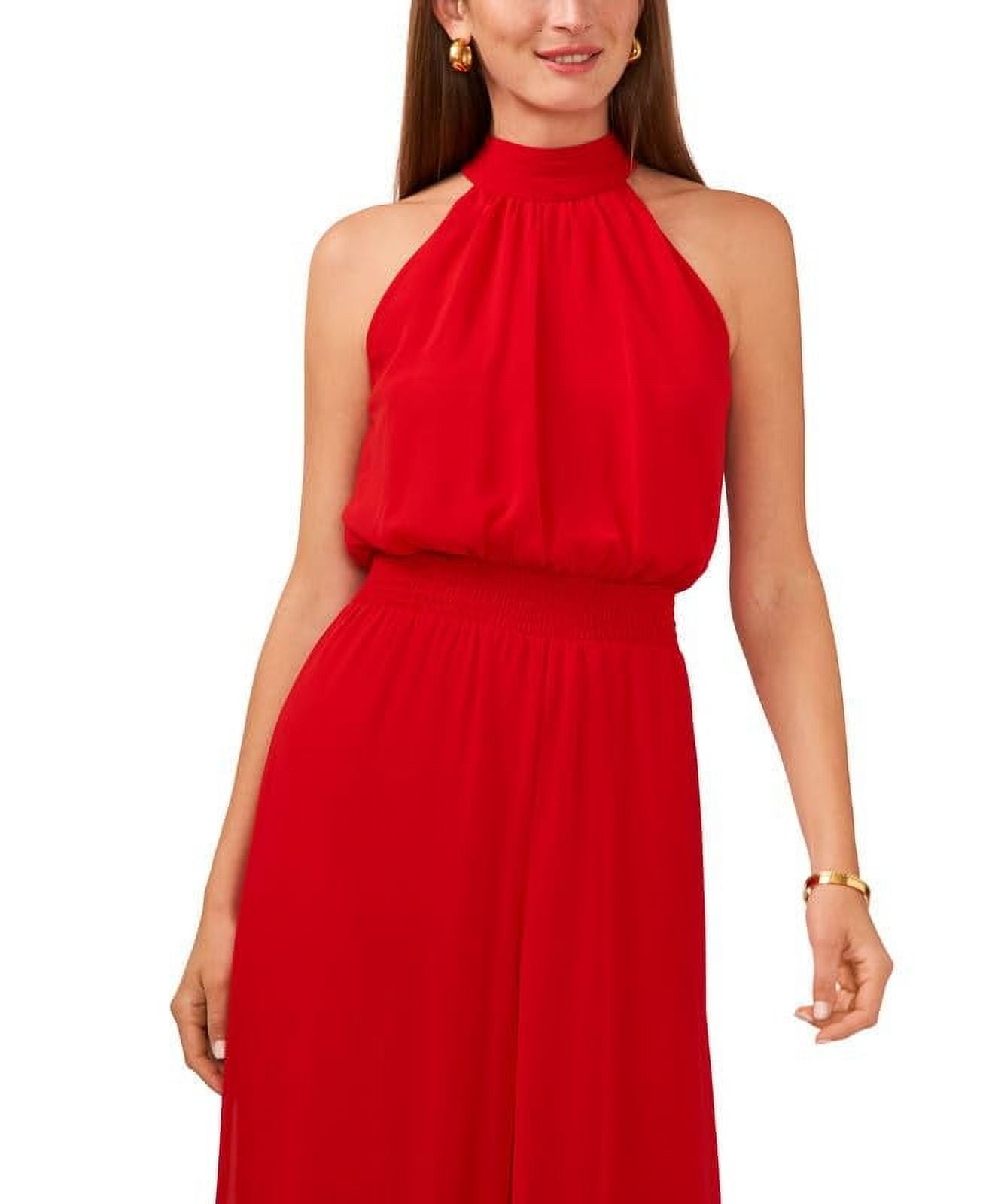 Vince Camuto Women's Halter Tie-Back Wide-Leg Jumpsuit Size XS Ultra Red