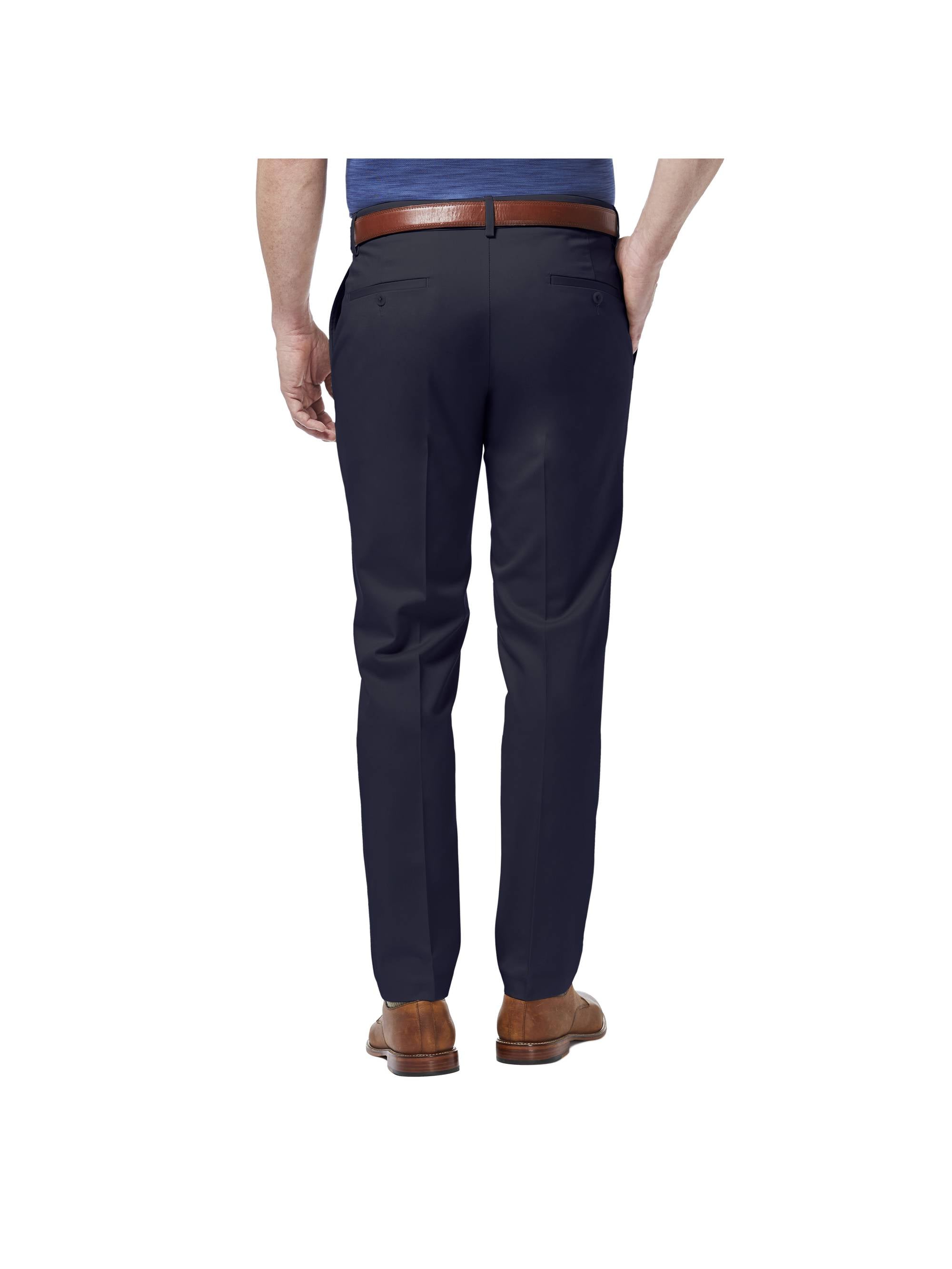 Haggar Men's Premium No Iron Khaki Flat Front Pant Slim Fit Blue Size 33X32