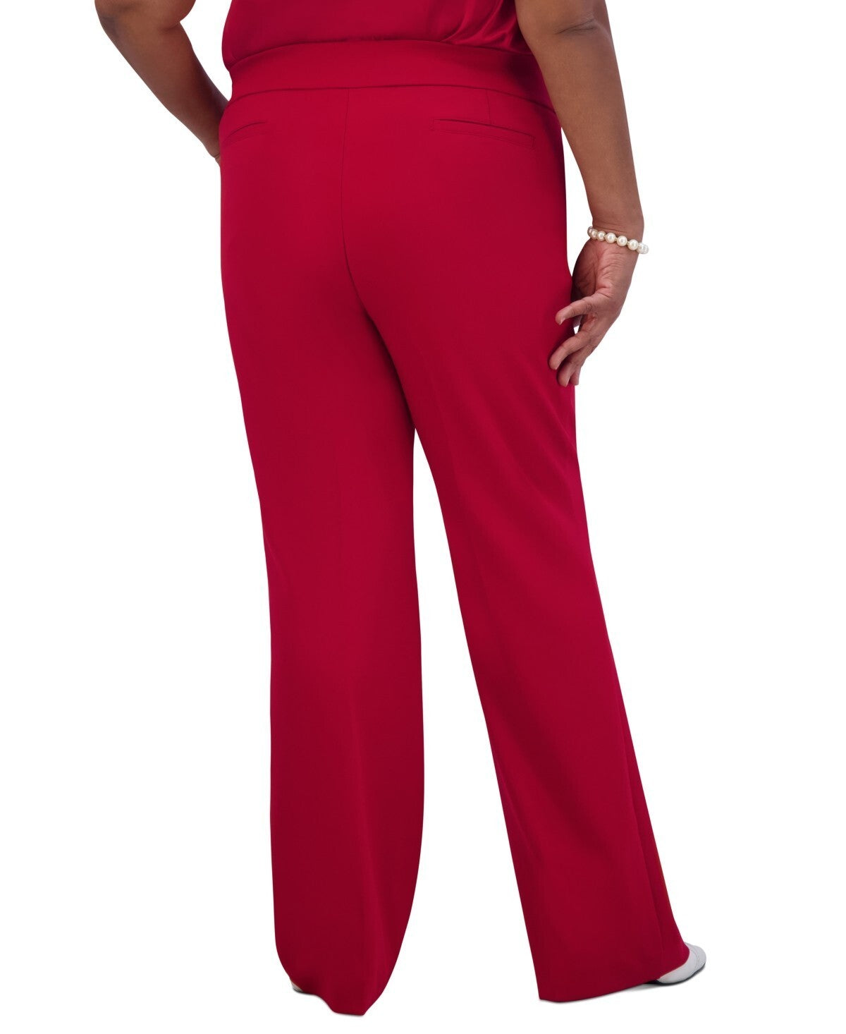 Kasper Women's High-Rise Pull-On Flare Pants RED Size M MSRP $79