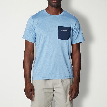 COLUMBIA Mens Regular fit Short Sleeve Graphic T-Shirt Shirt Medium Blue Solid