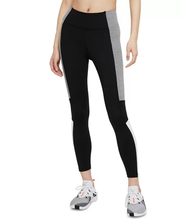 Nike Plus Womens Dri-fit Color-Block Mid-Rise 7/8 Tights Black Size 1X MSRP $60
