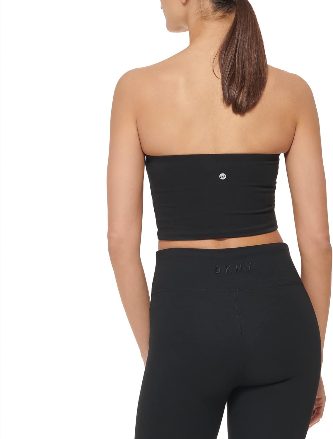 DKNY Women's Sport Sleeveless Tube Logo Top, BLK/WHT, Small