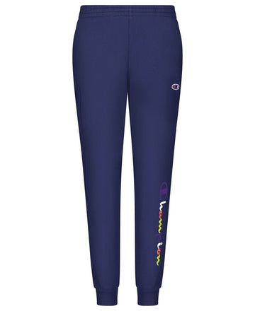 Champion Big Boys Color Block Script Fleece Jogger Pants Blue Navy Size 7