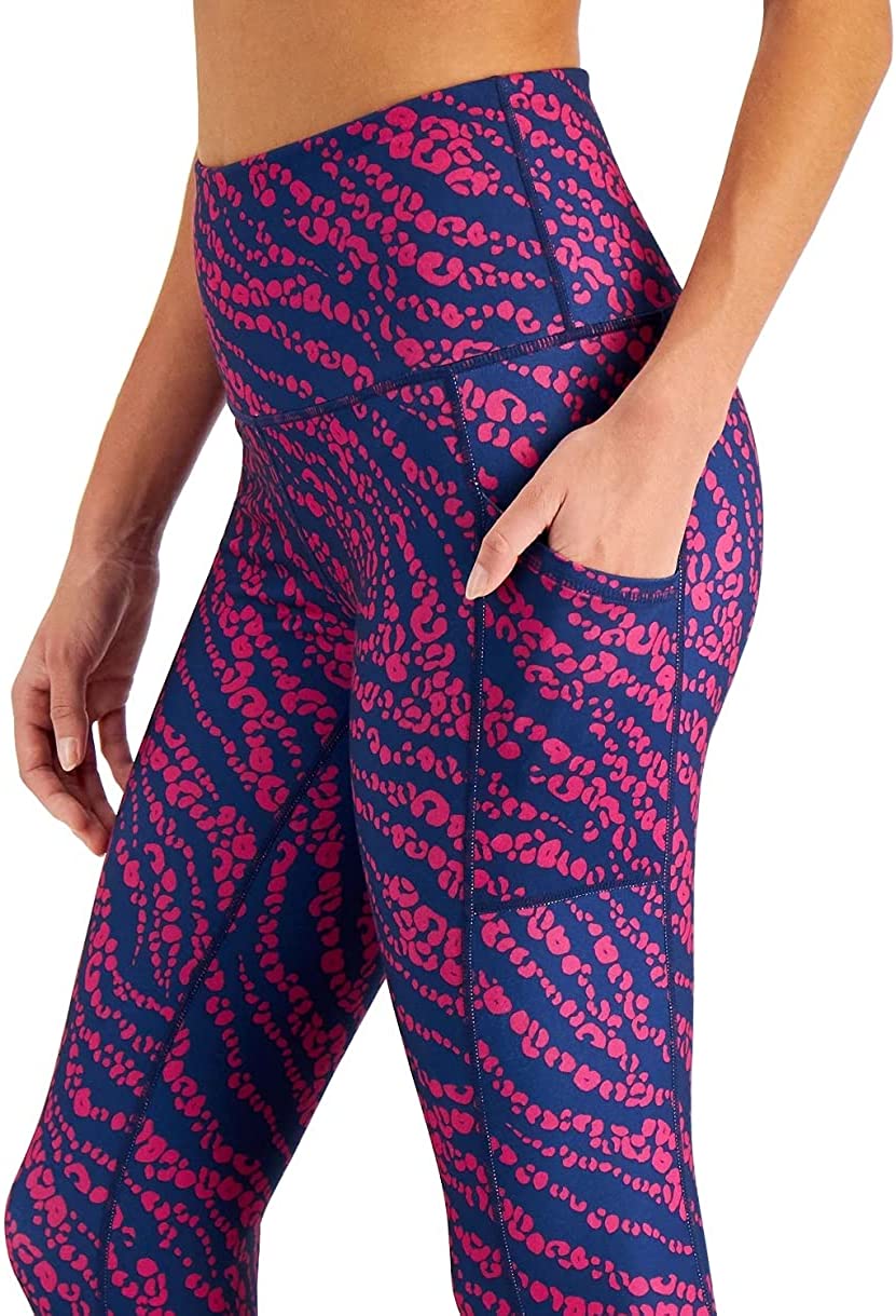 Ideology Women's Cheetah-Print Performance 7/8 Leggings, Purple Size XXL