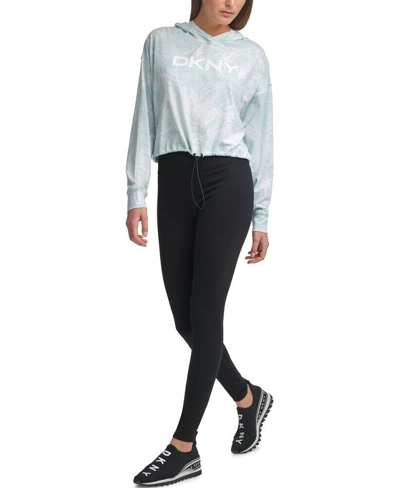 Dkny Womens Sport Pixel Printed Drawstring-Waist Hoodie Blue Size M MSRP $50