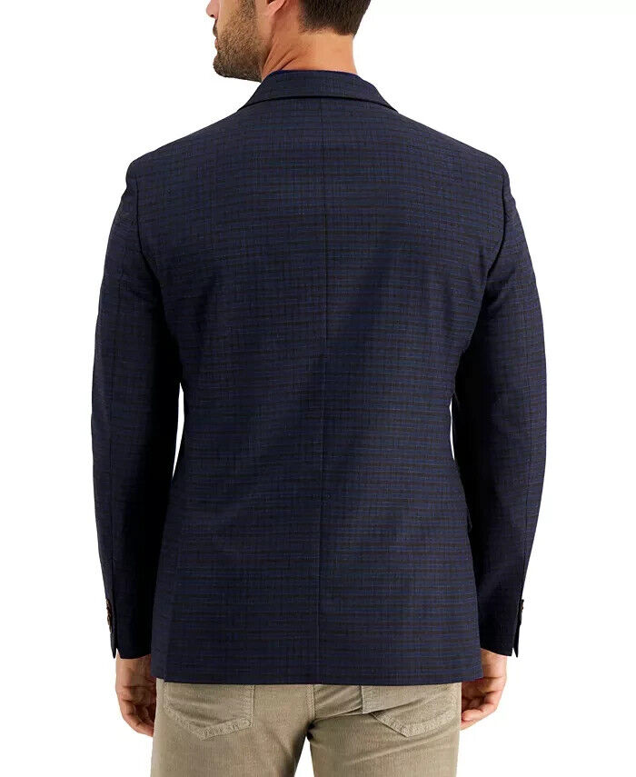TOMMY HILFIGER Men's Modern-Fit Brown/Blue Plaid Blazer Size 36S MSRP $295