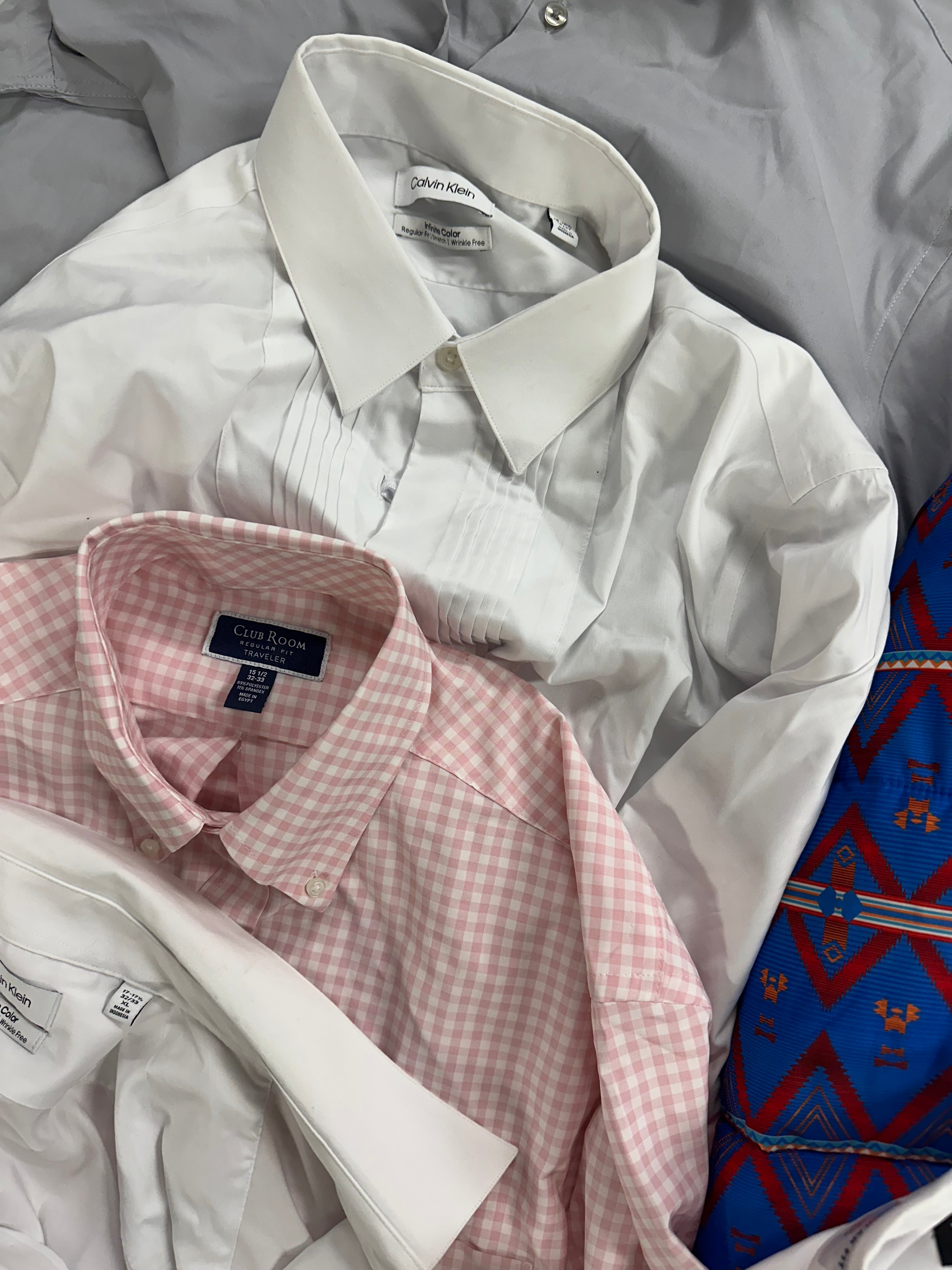 Men's Clothing Dress Shirts & Jacket Wholesale Lot, RALPH LAUREN, CALVIN KLEIN, VAN HEUSEN and CLUB ROOM, 7 items, Shelf Pulls, MSRP $594