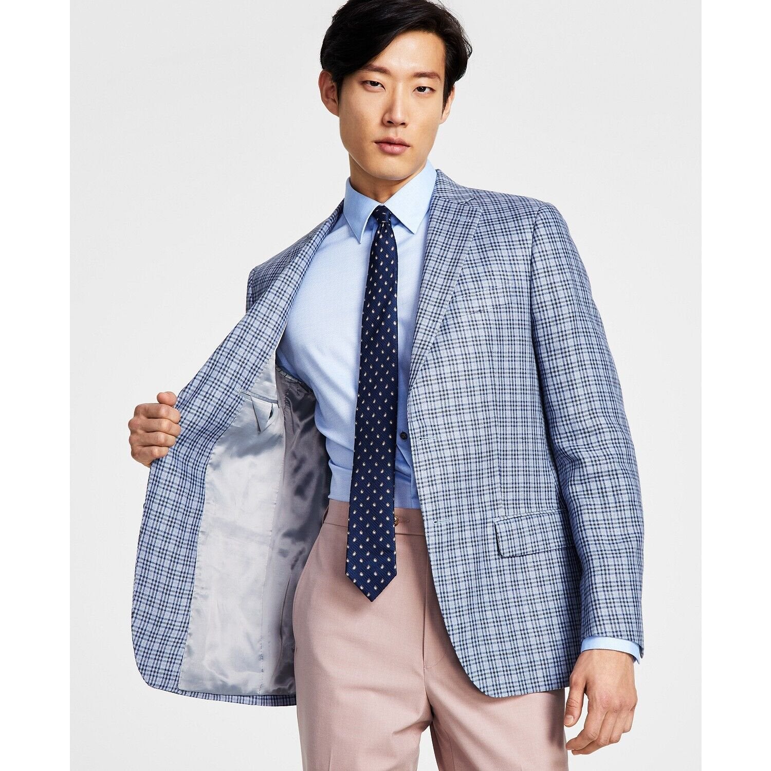 Lauren Ralph Lauren Mens Linen Plaid Sportcoat Blue Size 42R