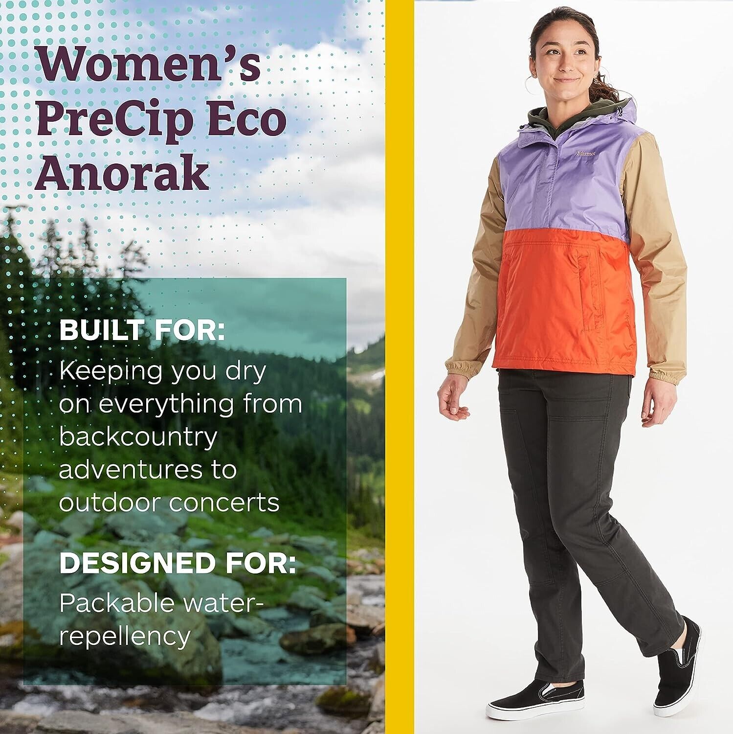 MARMOT Women's Precip Eco Anorak Waterproof Purple Orange Top Size XS MSRP $90