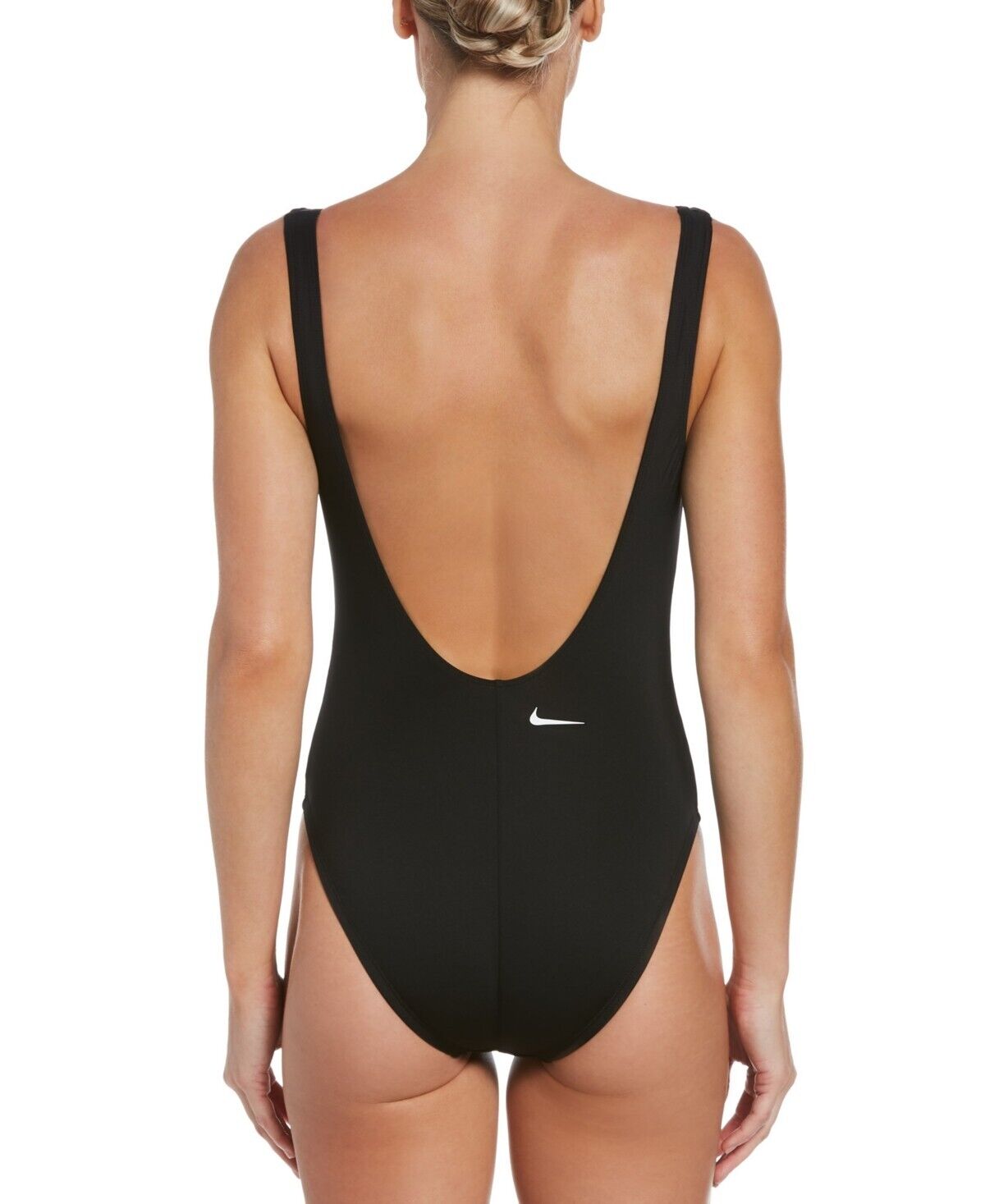 Nike Logo Womens Open-Back One-Piece Swimsuit Black Size XL MSRP $60