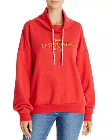 Levi's Sadie '90s Funnel Neck Logo Sweatshirt Womens Red size S MSRP $75