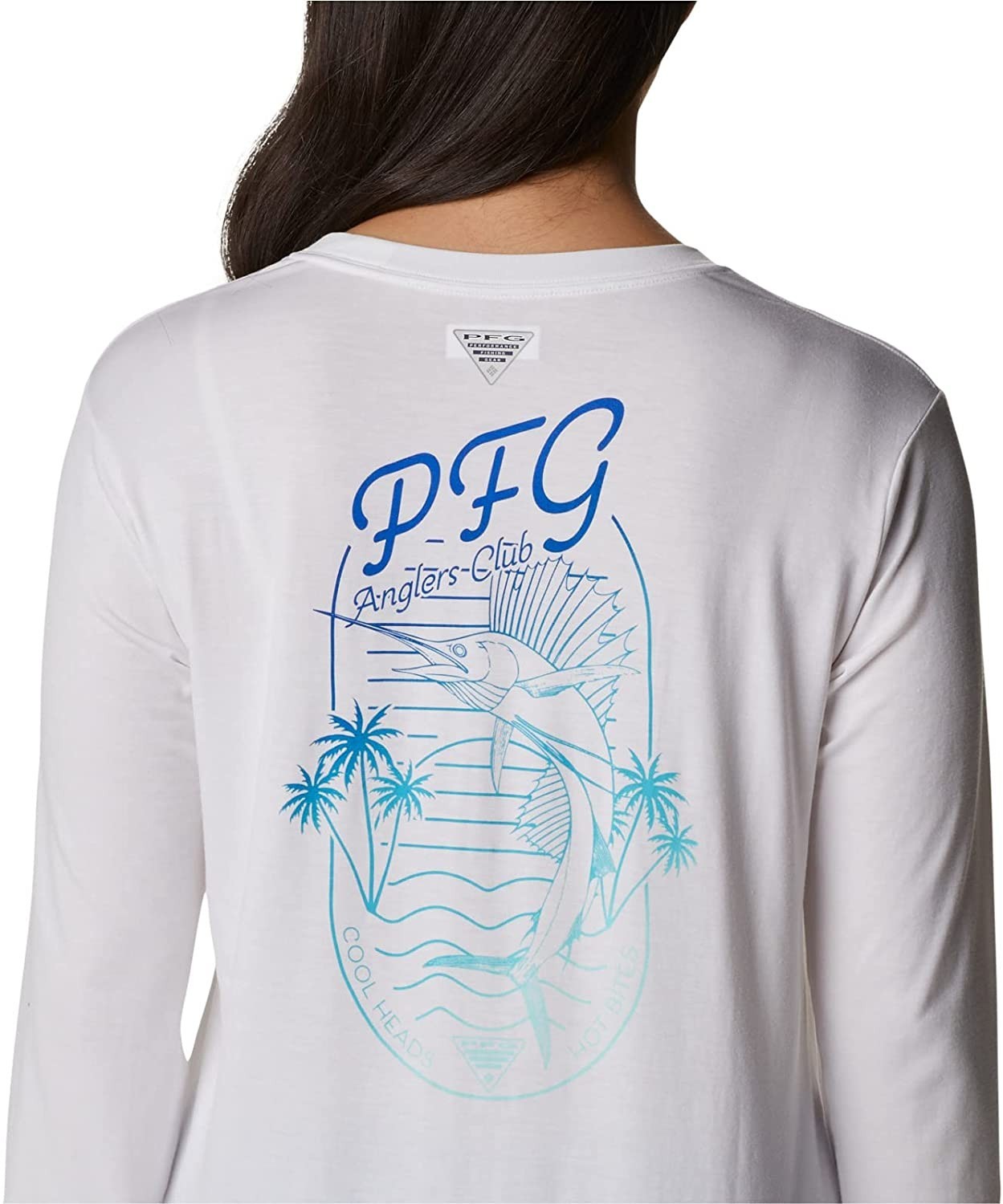 Columbia Womens Slack Boyfriend Long Sleeve White Macaw Gradient Size L