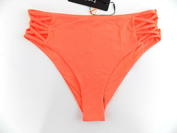 Bebe Womens Strappy Swim Bikini Bottom Neon tangerine Orange Size M MSRP $25