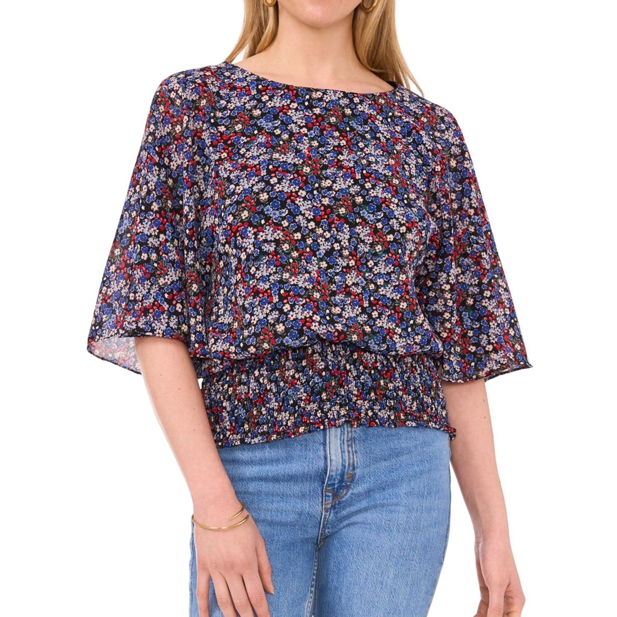 Sam and Jess Womens Floral Print Blouse Size S MSRP $59
