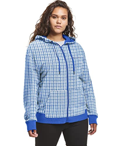 Champion Womens Plus Campus French Terry Zip Jacket, Size 1X, Blue Batik Check
