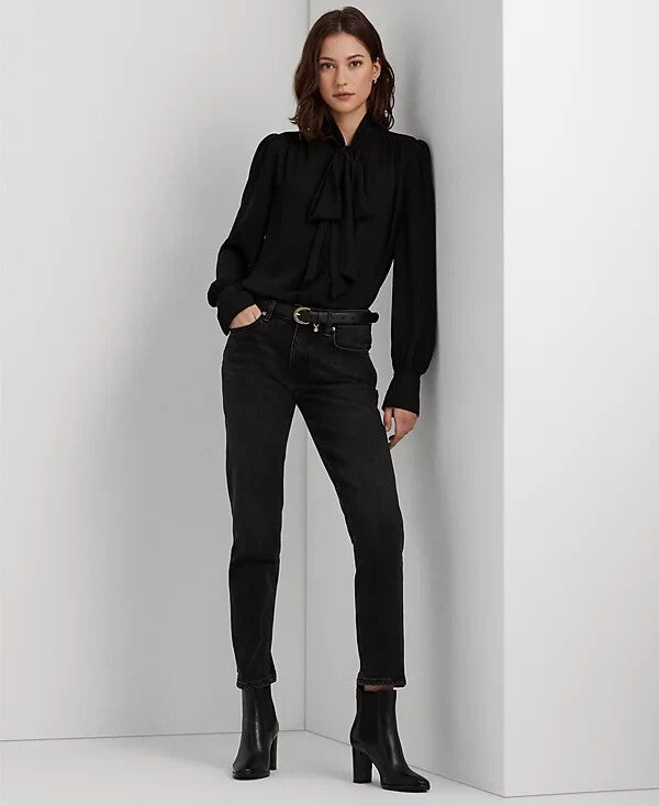Lauren Ralph Lauren Women's Relaxed Tapered Ankle Jeans Black Size 6 MSRP $125