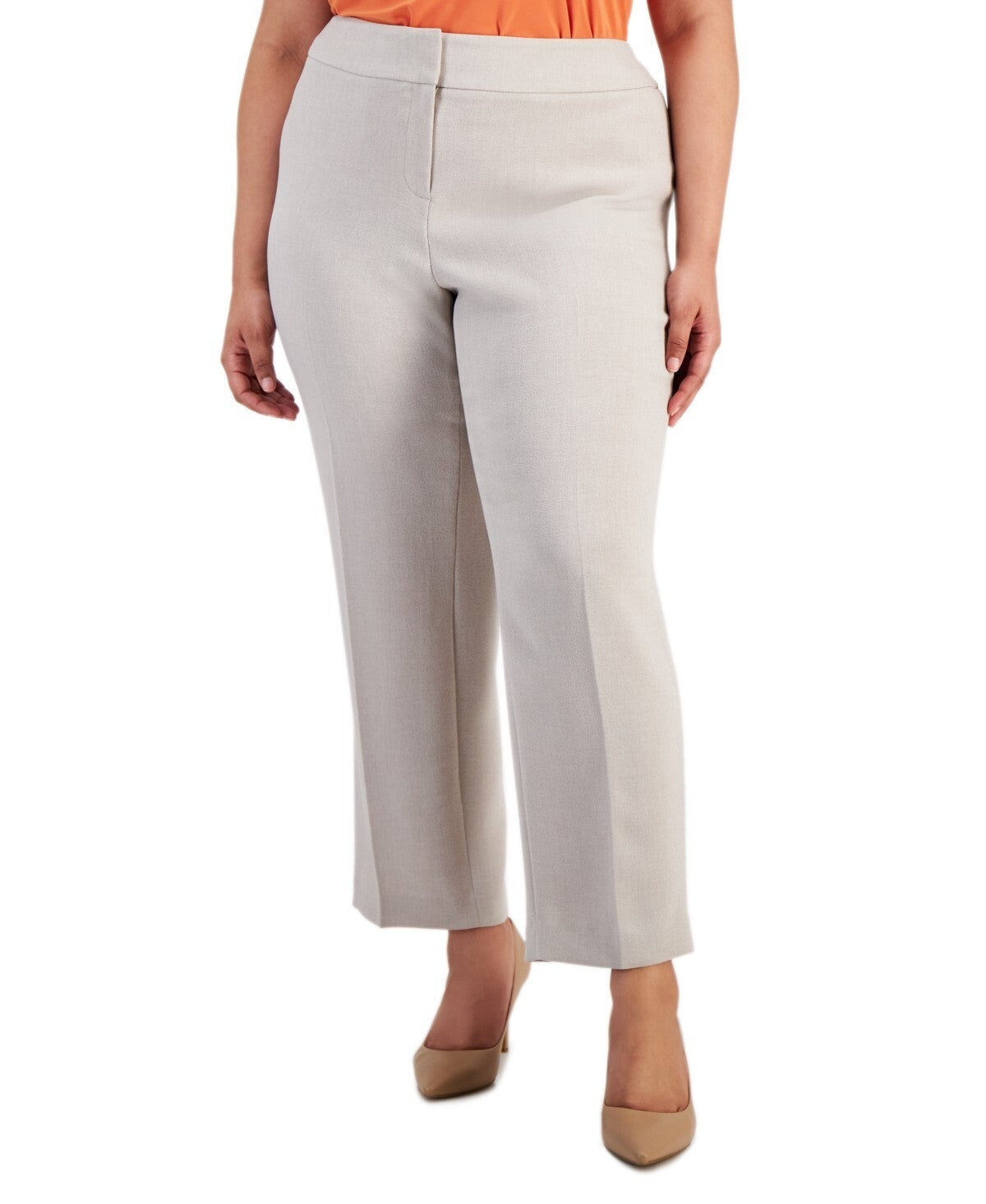 Kasper Plus Size 22 Straight-Leg Pants Sand Beige MSRP $89