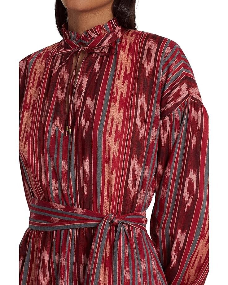 LAUREN Ralph Lauren Geo-Stripe Belted Cotton Voile Dress Red Pink Size 6 $195