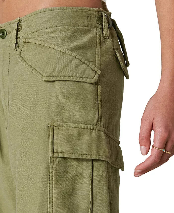 Lucky Brand Womens Cotton Pants Dropped-Crotch Olive Green Size 2 MSRP $129
