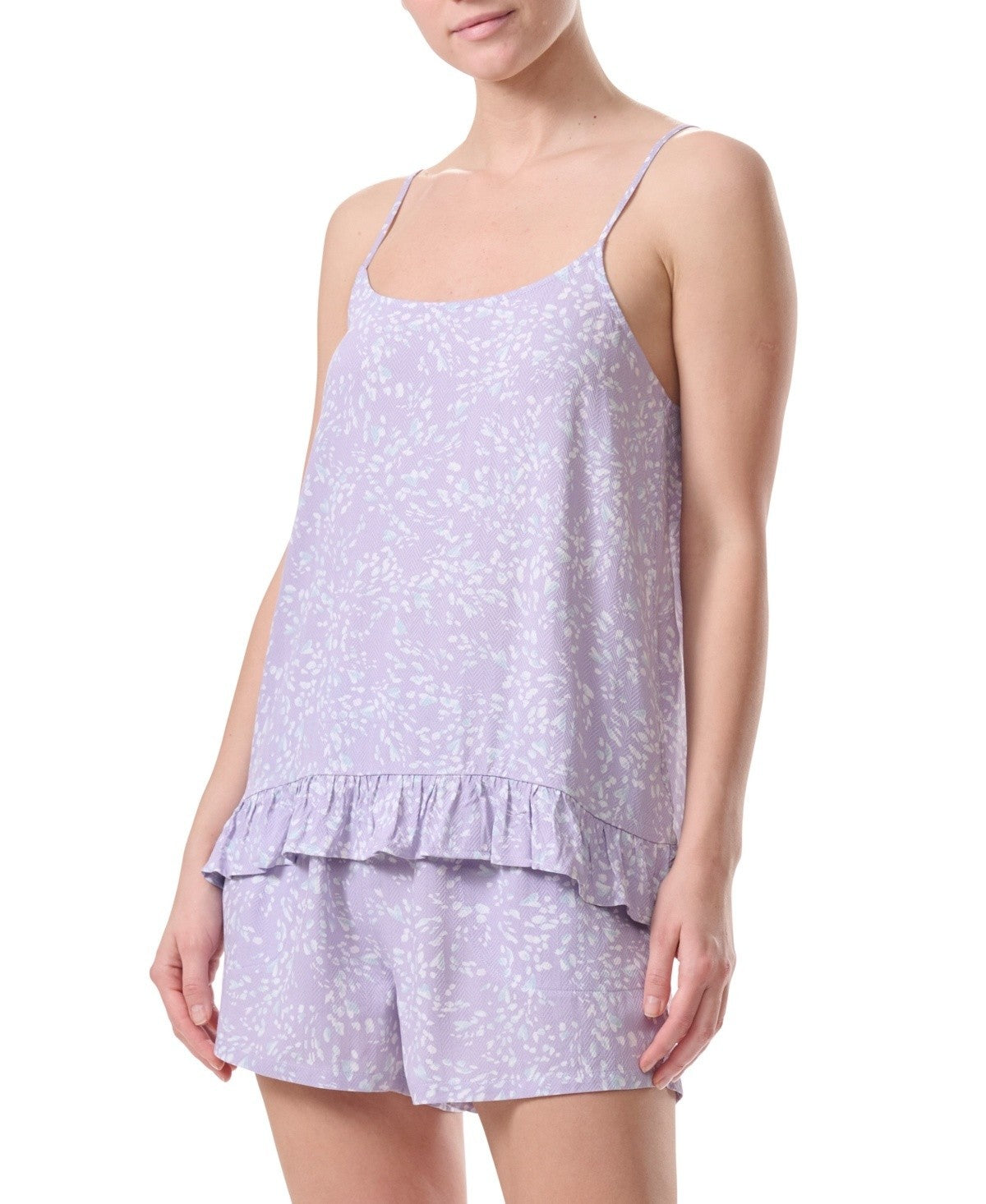 Splendid Women's 2-Pc. Ruffled-Hem Boxer Pajamas Set Purple Size M MSRP $58