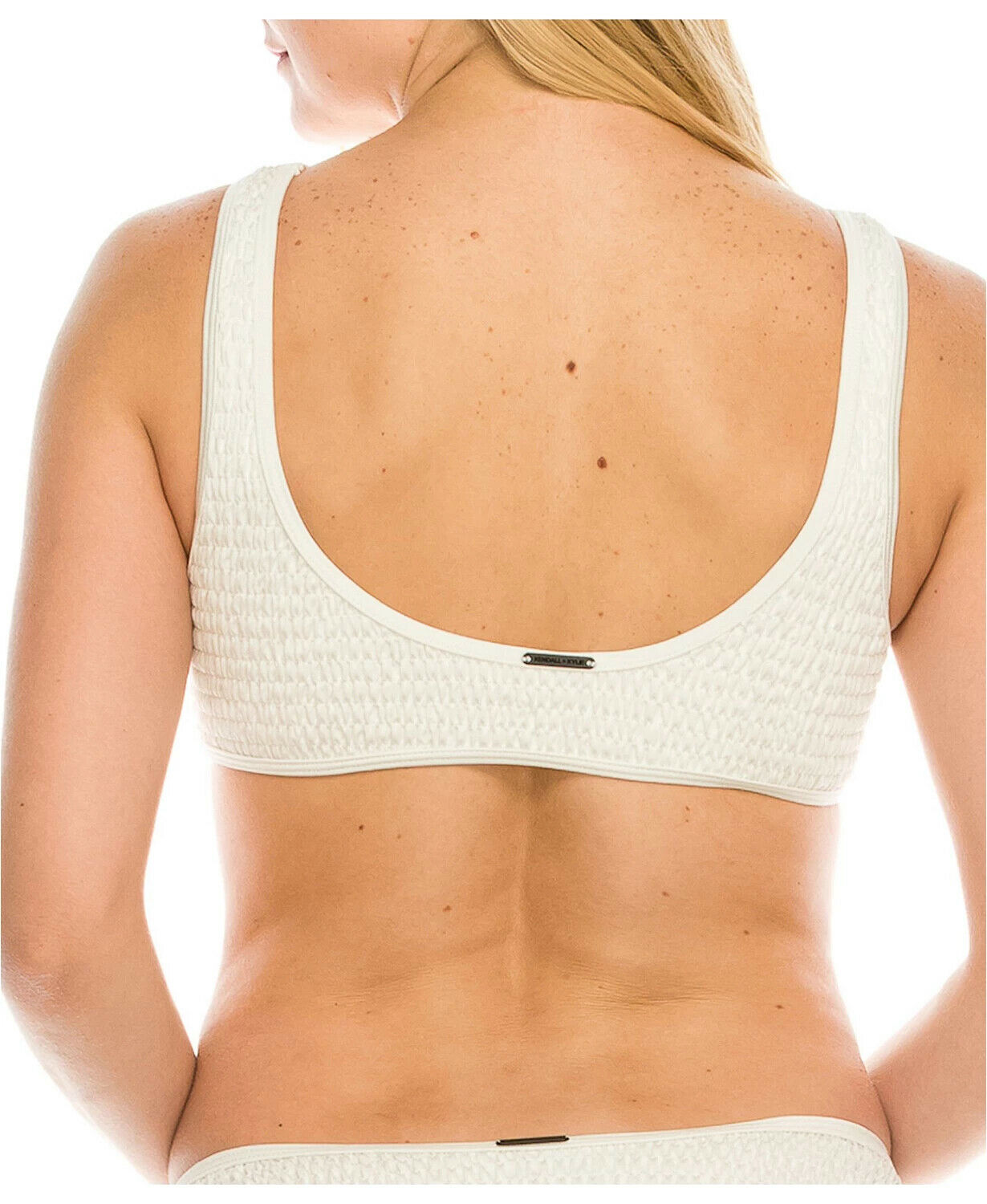 KENDALL + KYLIE White Henley Scrunch Bikini Top White Size M MSRP $120
