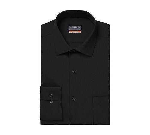 Van Heusen Men Stain Shield Regular Fit Dress Shirt Black Size 15/15.5 x 34/35