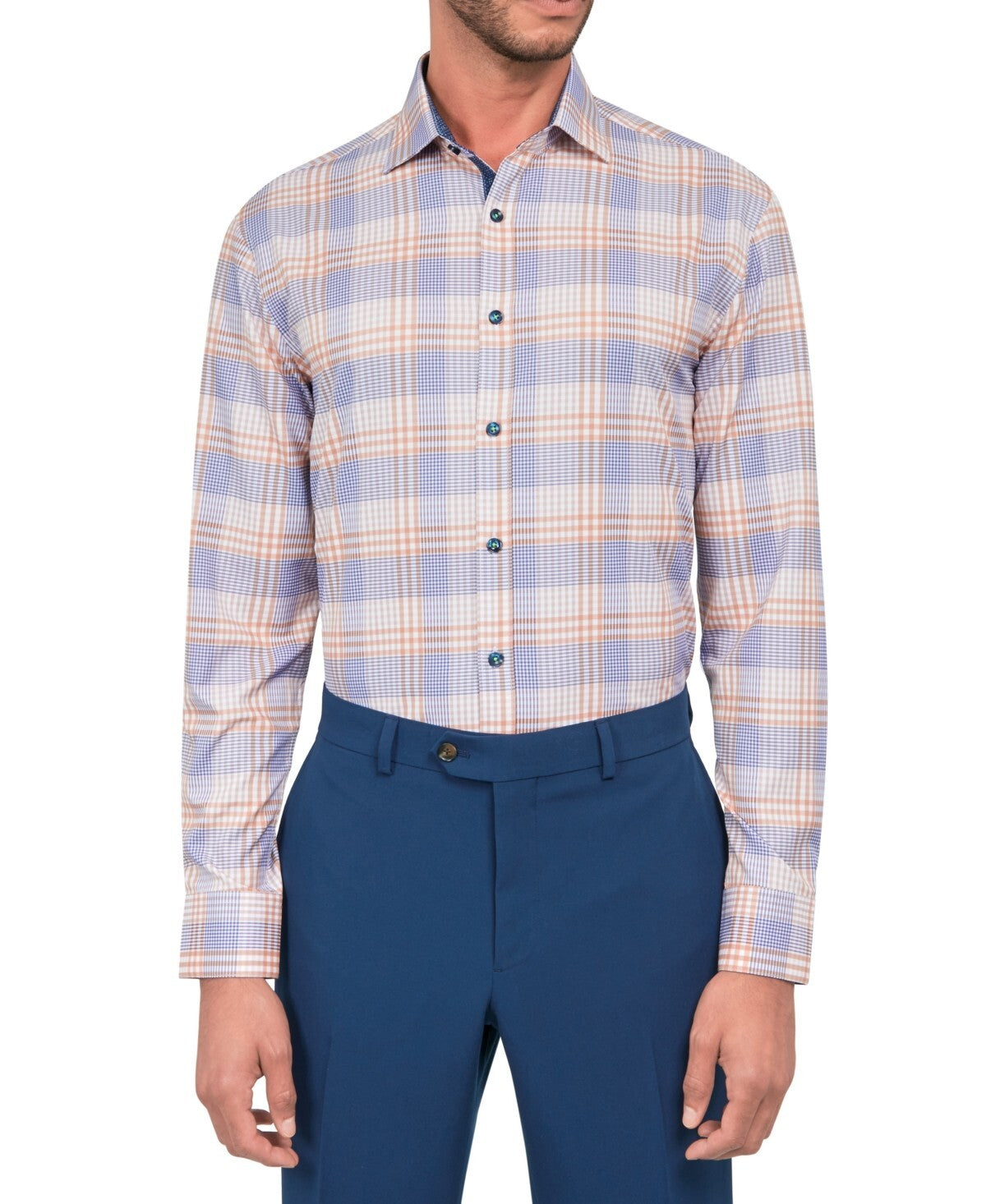 Society of Threads Non-Iron Plaid Print Dress Shirt Size 14/14.5-32/33 MSRP $80