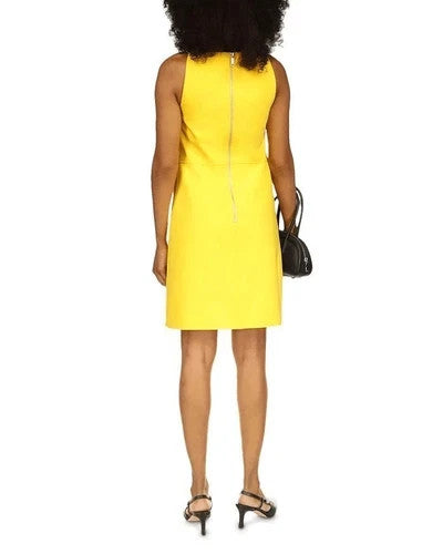 Michael Kors Women's Straight-Neck Chain-Strap Dress Yellow Size 2 MSRP $155