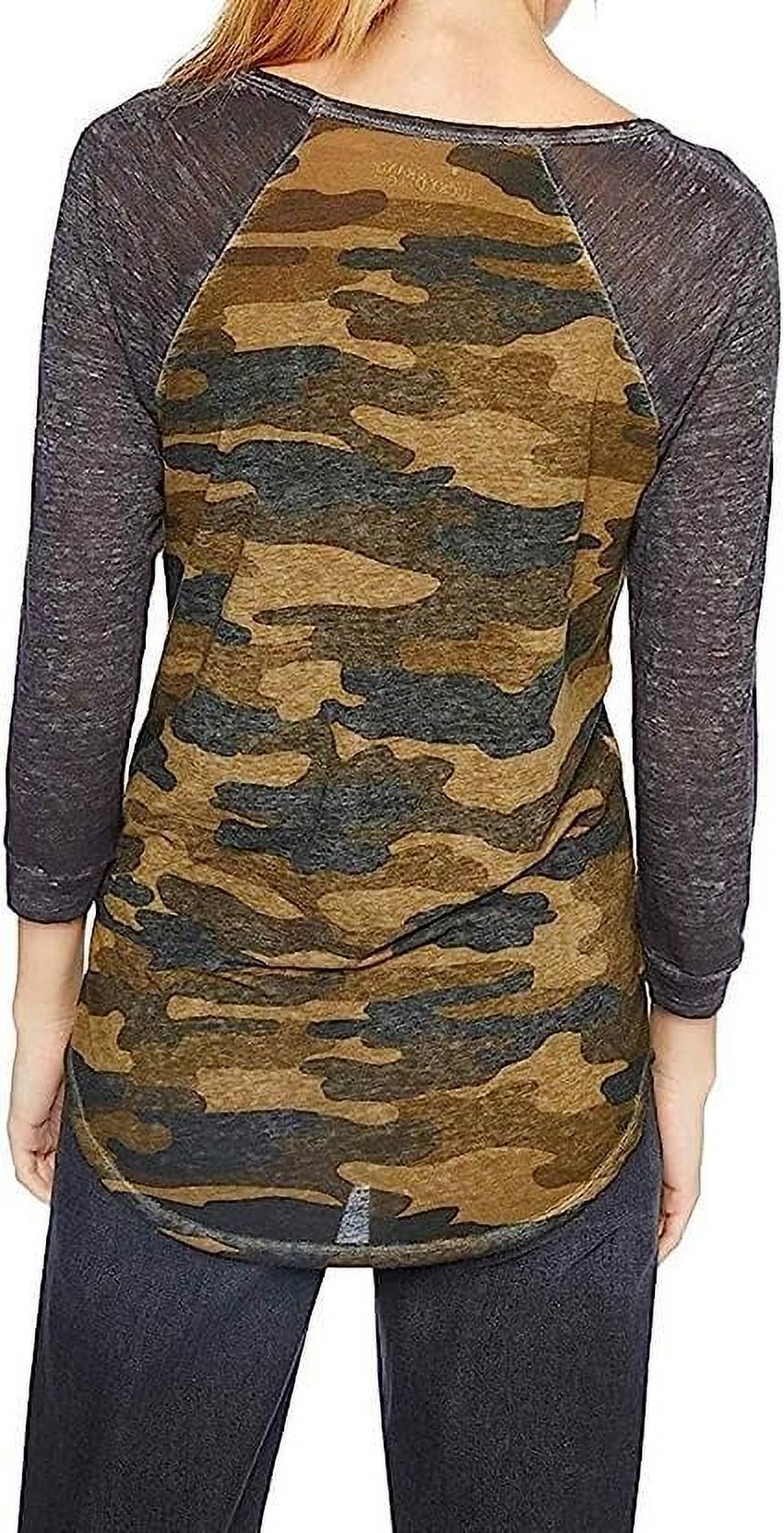 Lucky Brand Womens Camo Basic T-Shirt, Green, Size L