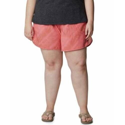 Columbia womens Plus Size 1X Orange Bogata Bay Printed Stretch Shorts MSRP $65