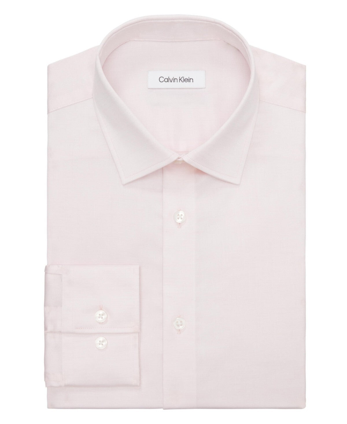 Calvin Klein Refined Cotton Stretch Regular Fit Dress Shirt Pink Size 17x32/33