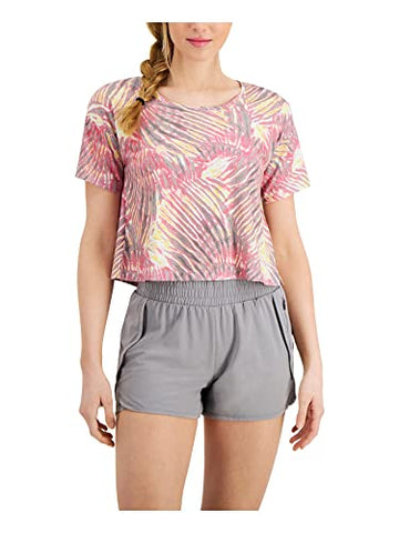 Ideology Womens Pink Stretch Short Sleeve Scoop Neck Active Wear T-Shirt SIze XL
