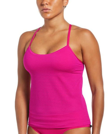 Nike Swim Women's Essential Layered Tankini Top Fireberry Size XS / Pink