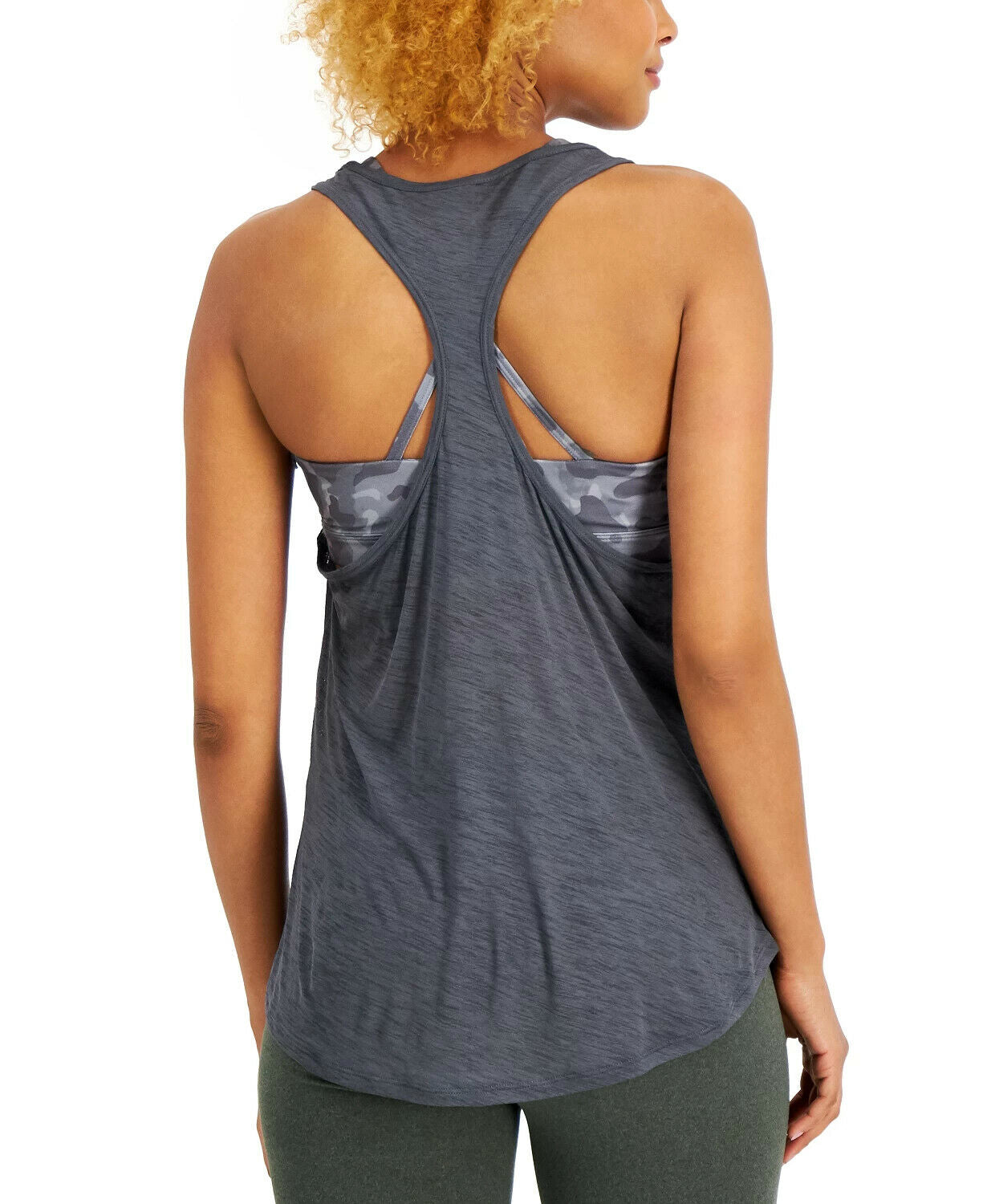 Ideology Camo Bra Tank Top Womens gray Size L MSRP $40