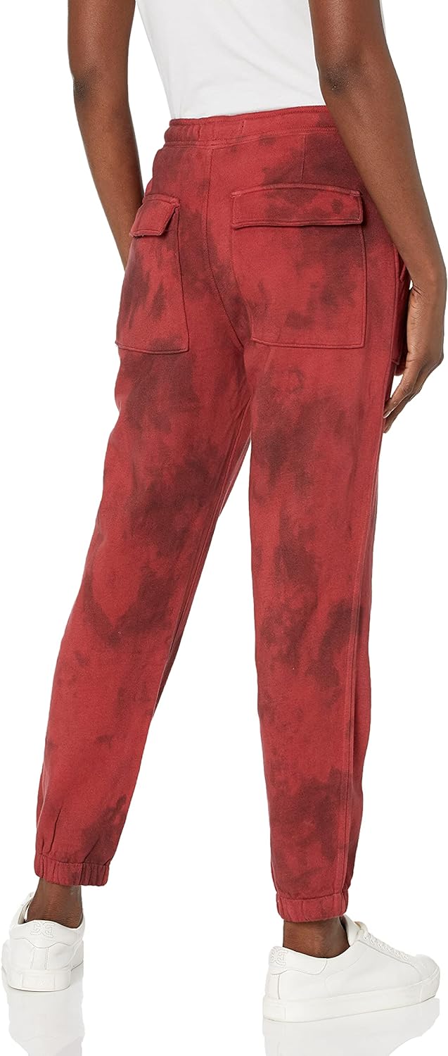 Hudson Jeans Women's French Terry Utility Jogger TIE DYE, Red Size L