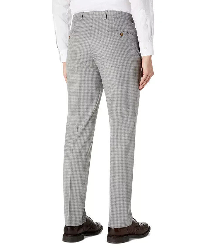 LAUREN RALPH LAUREN Classic-Fit Gray Grid Dress Pants Gray Plaids Size 40X30 $95