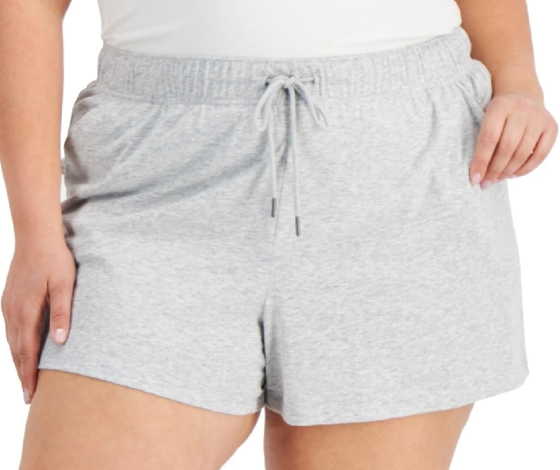 ID Ideology Women's Retro Recycled Drawstring Shorts Gray Plus Size 3X