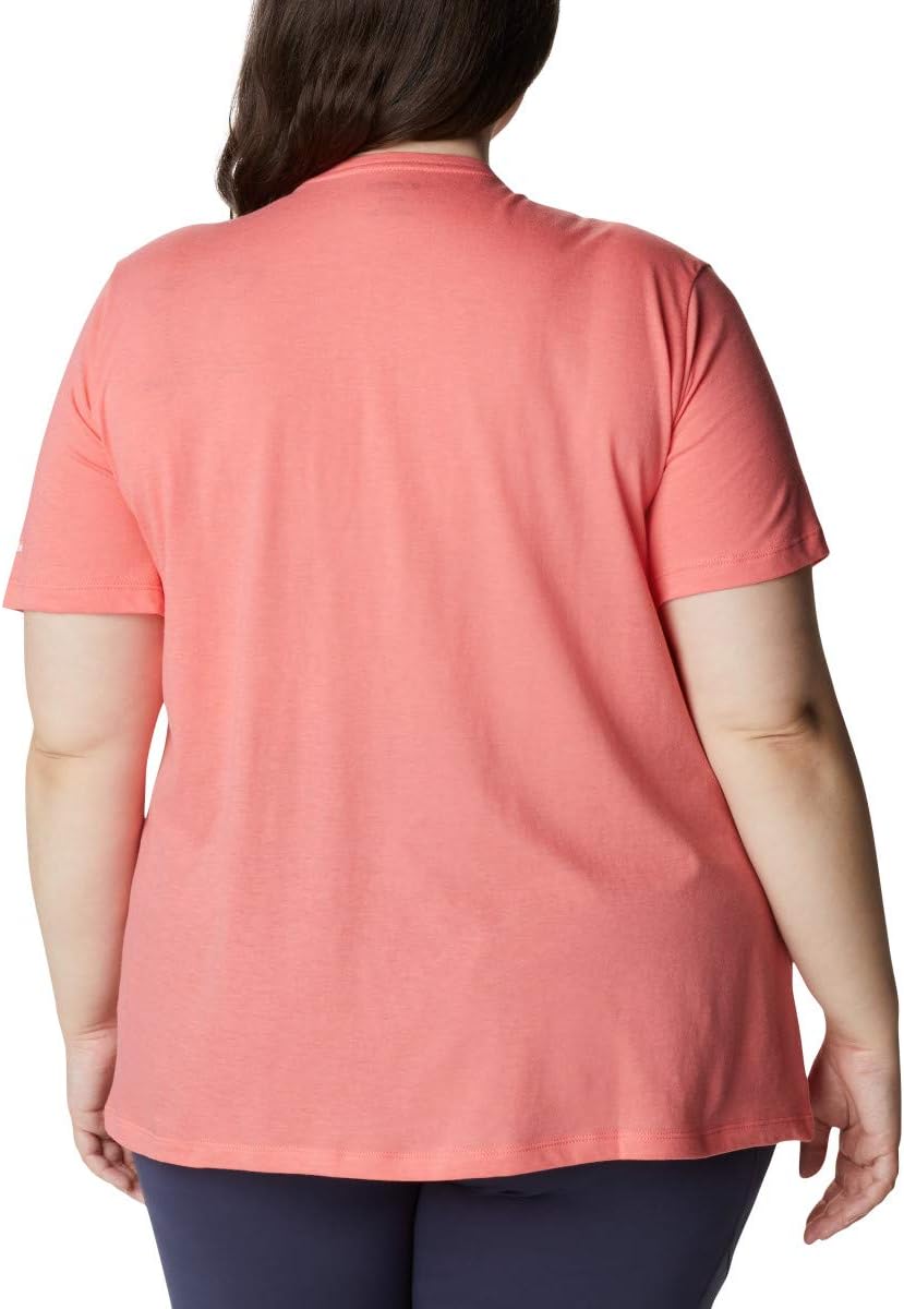Columbia Women's Bluebird Day Relaxed Crew Neck, Salmon Heather, Plus 1X
