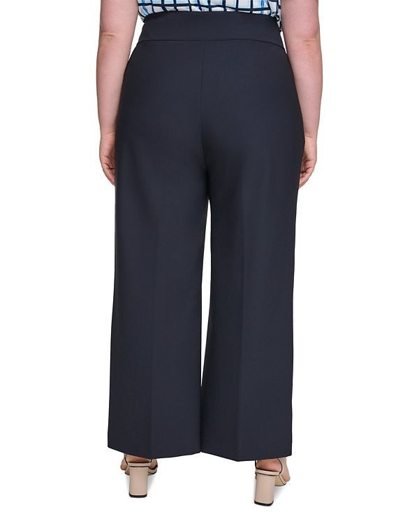 Calvin Klein Plus Size 22W Scuba-Crepe Wide-Leg Pants Black $109