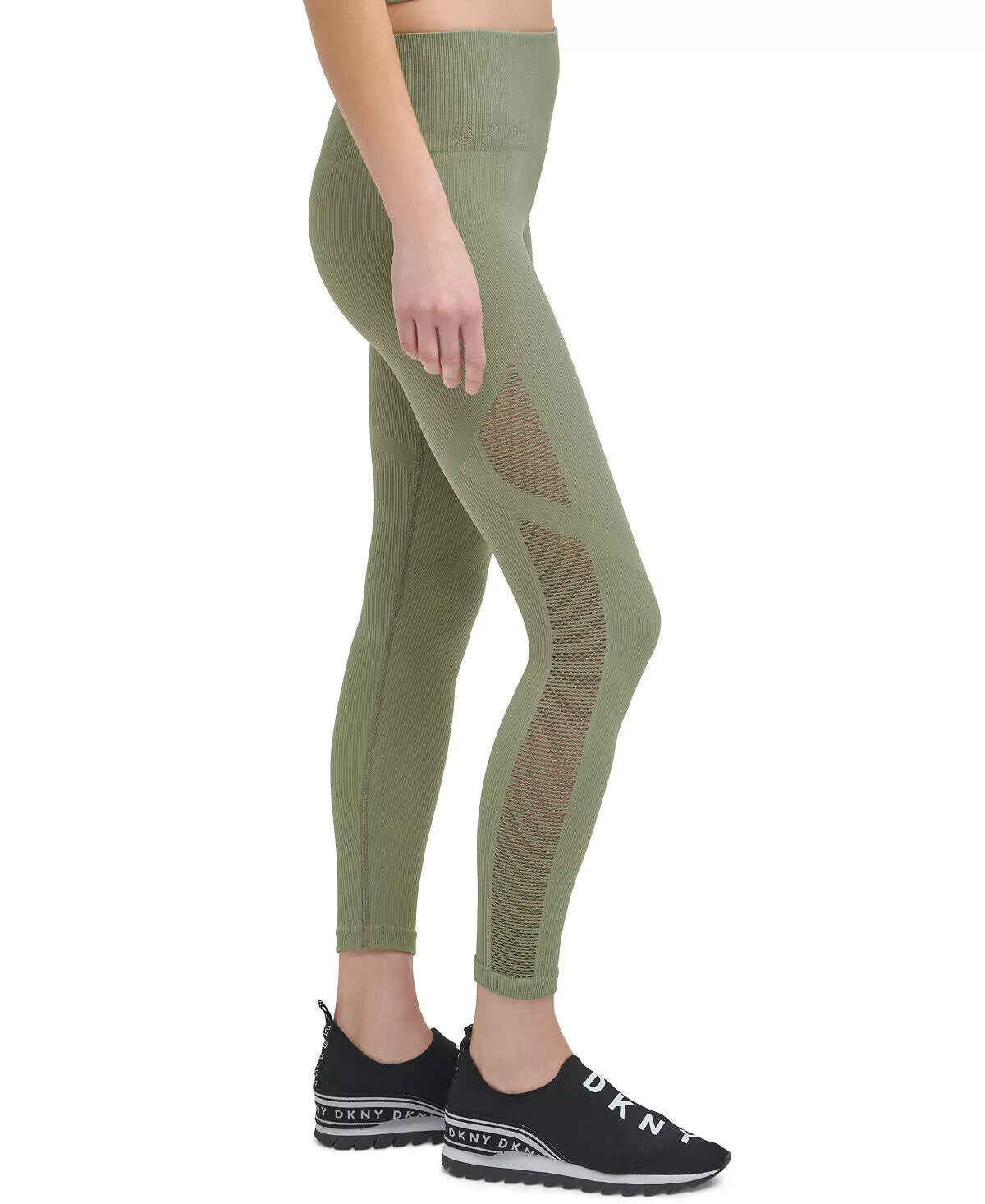 DKNY SPORT Women's High-Waist 7/8 Leggings Green Size L MSRP $60