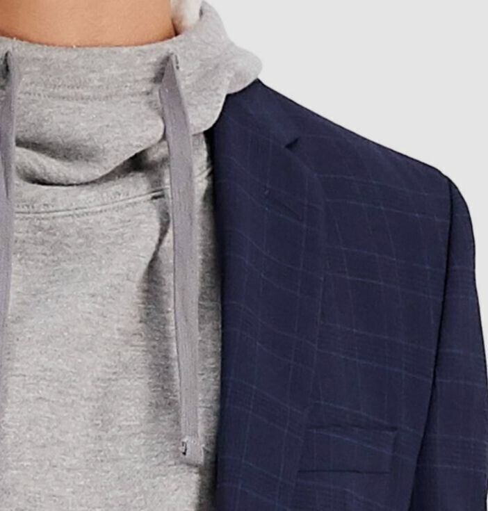 Hugo Boss Men's Modern-Fit Plaid Wool Suit Jacket Blue Navy Size 42R MSRP $445