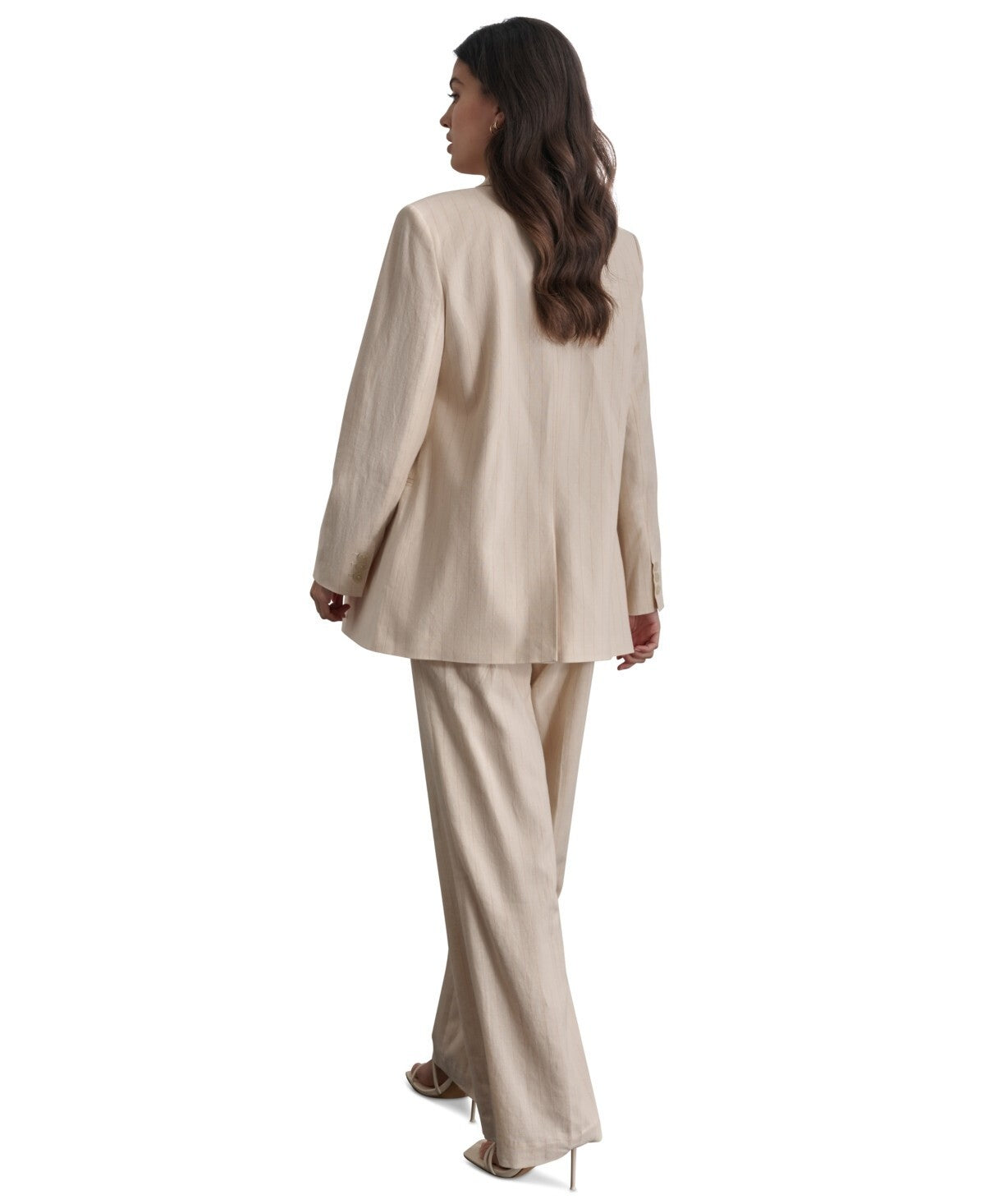 Dkny Women's Notch-Lapel Button-Front Long-Sleeve Blazer BEIGE Size 0 MSRP $169