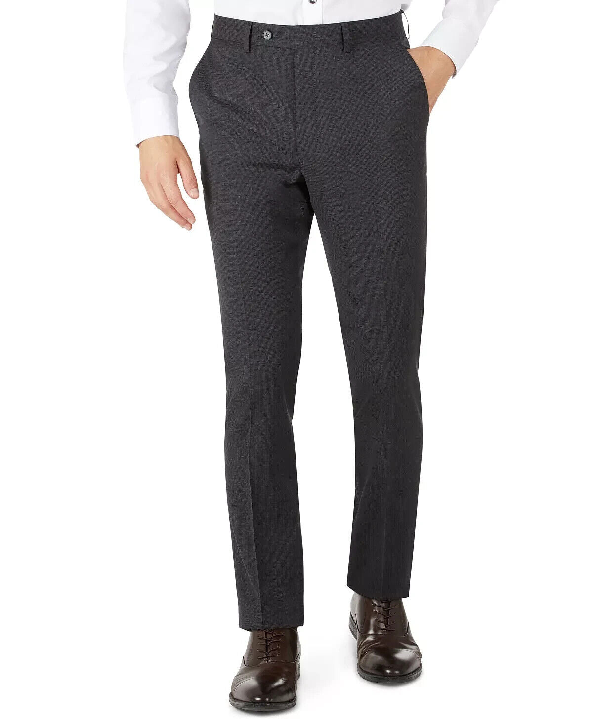 CALVIN KLEIN Men Slim-Fit Wool Suit Separates Pants Black Brown Size 36x30 $190