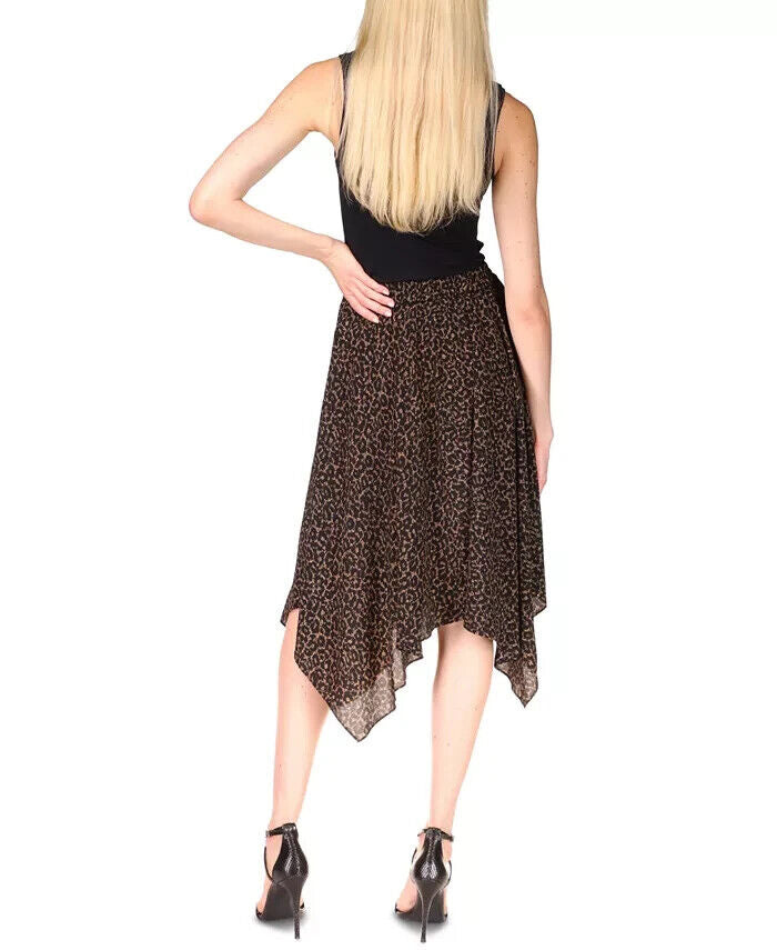 MICHAEL KORS Cheetah-Print Pull-On Skirt Black Size S MSRP $125